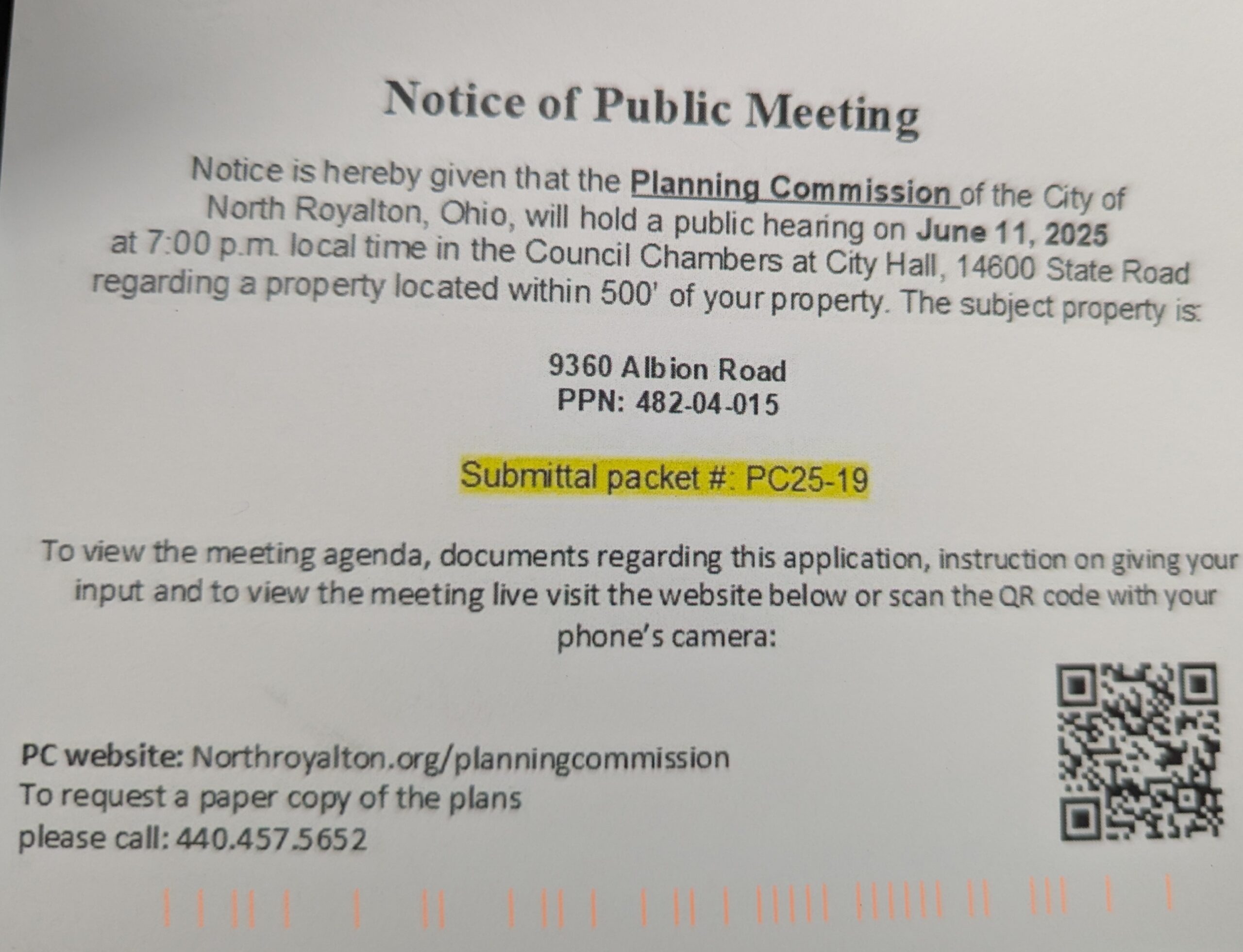 North Royalton Public Hearing Notice
